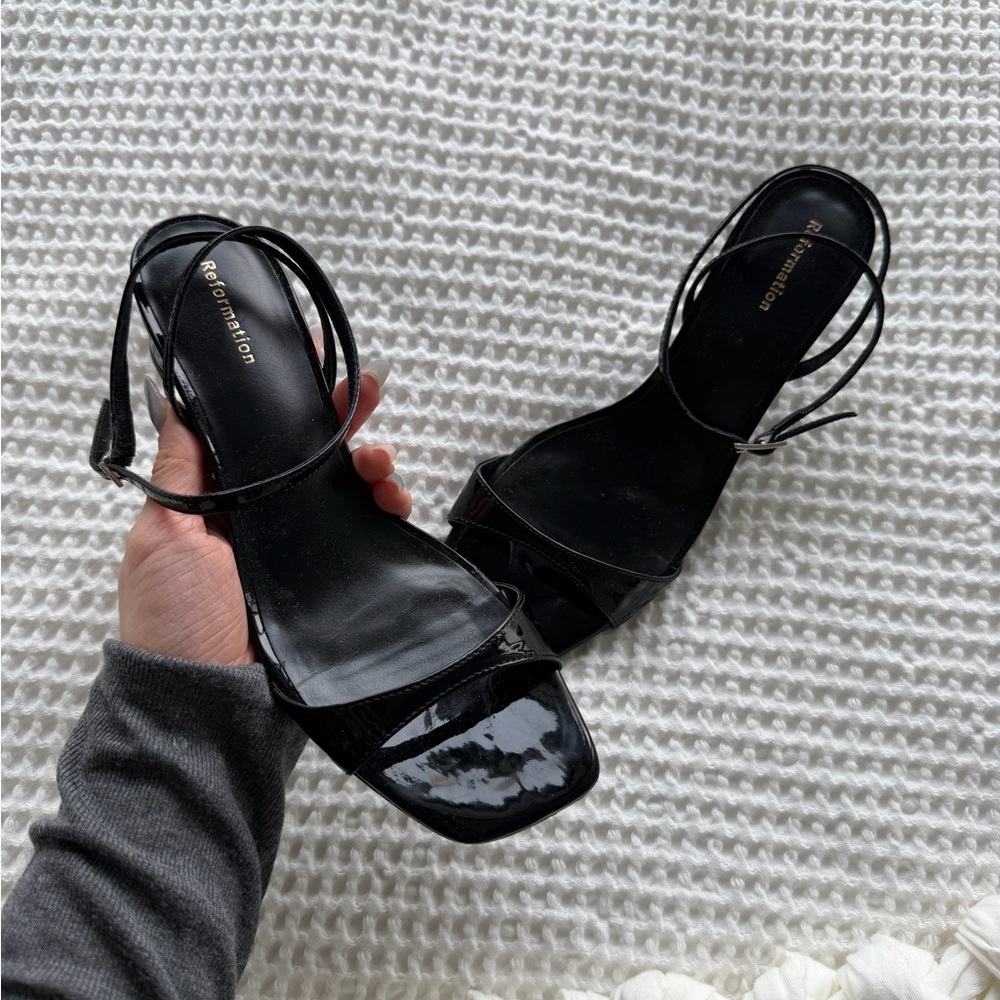 Reformation Black Strappy Heels - Picture 2 of 3